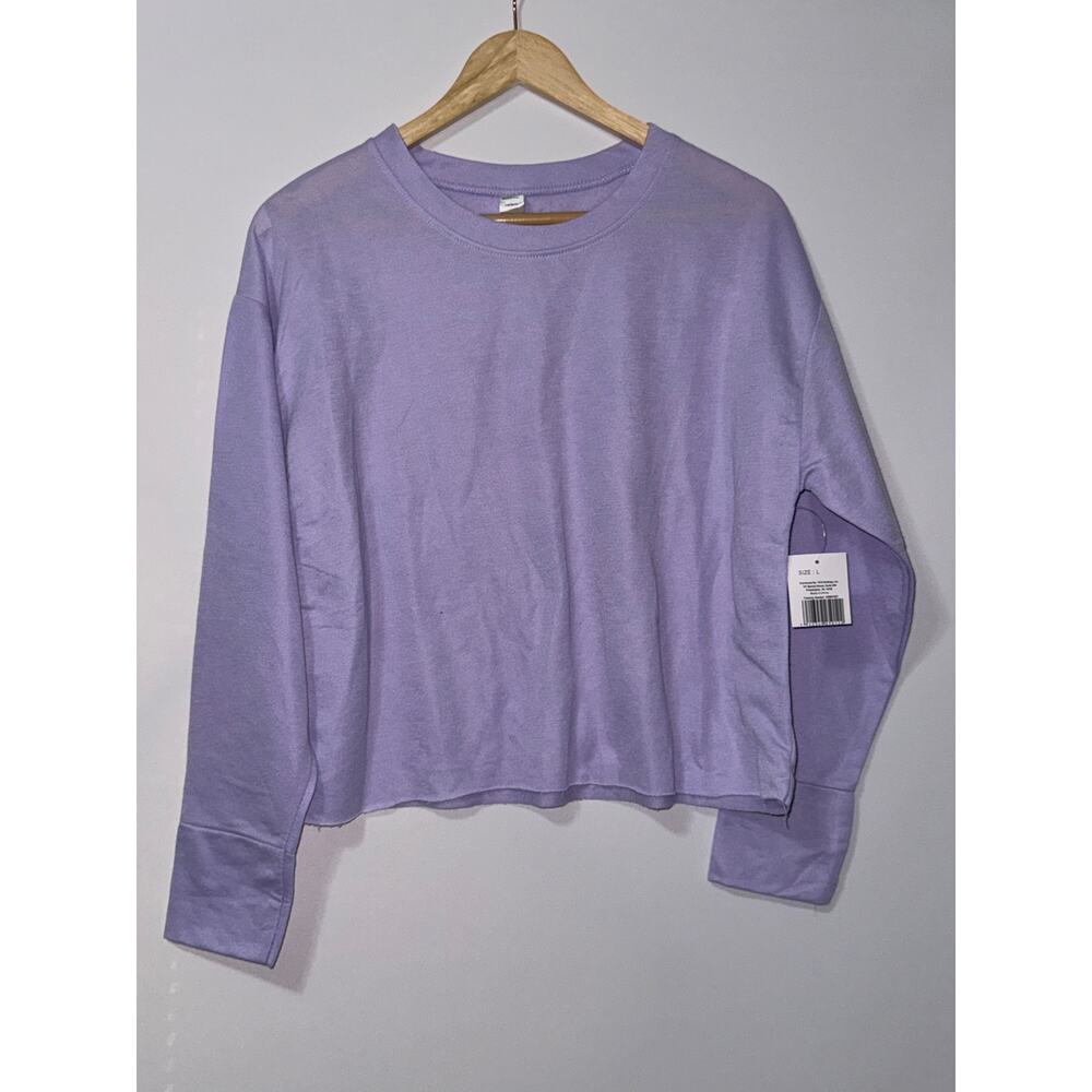 Raw edge crewneck purple sweatshirt junior size large